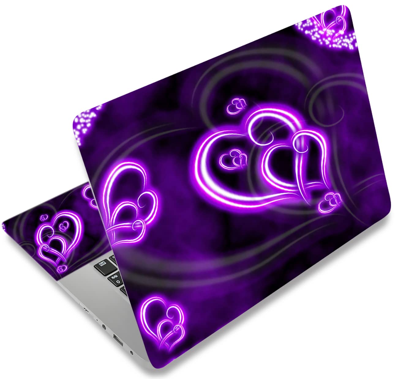 Purple Hearts Fashion 11.6 12.1 13 13.3 14 15 15.4 15.6 inches Netbook Laptop Skin Sticker Cover Reusable Protector for 11.6-15.6 Inch Chromebook Skin